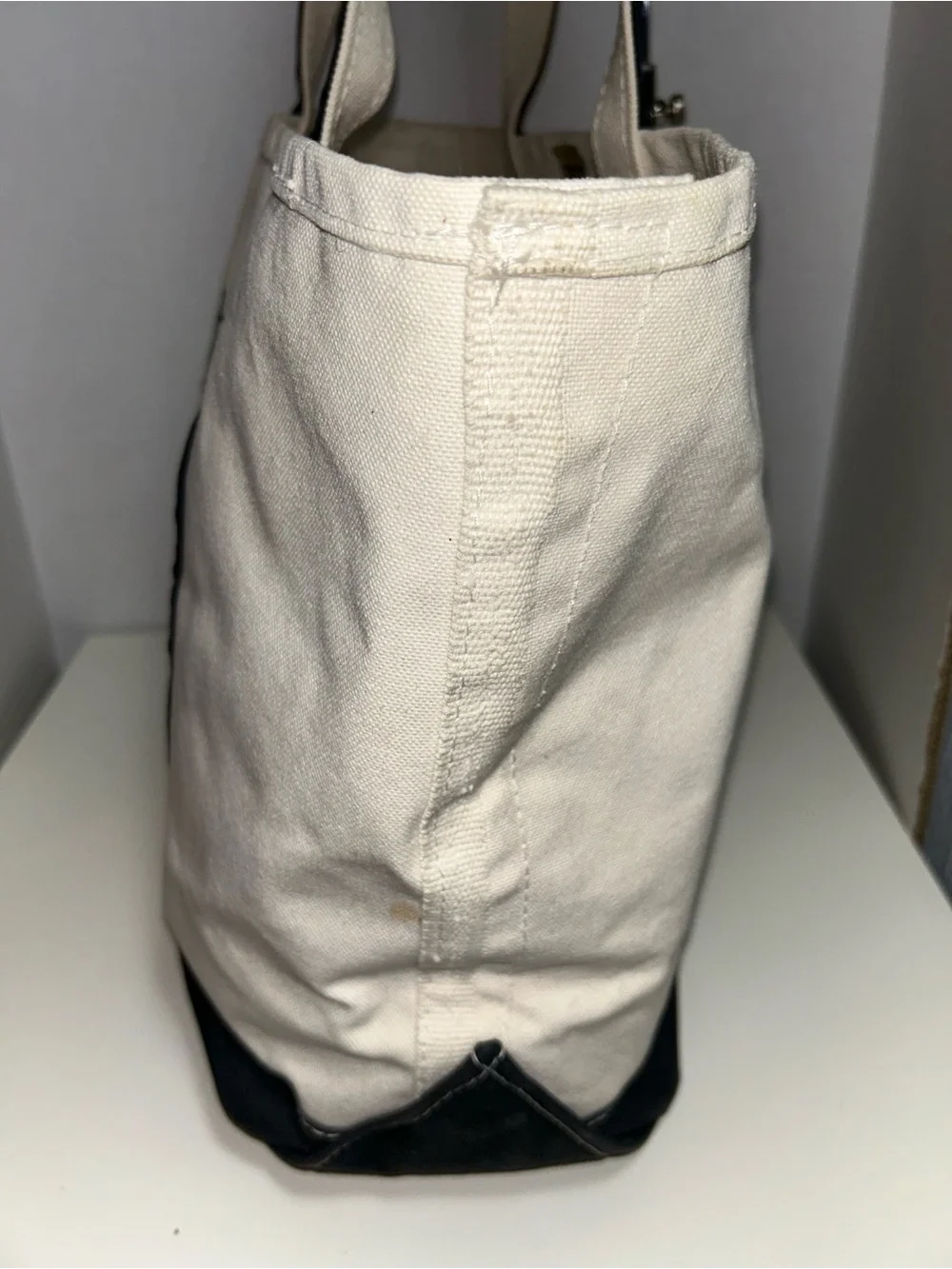 Vintage L.L. Bean Boat and Tote Natural Canvas Black Made USA Tote Shoulder Bag